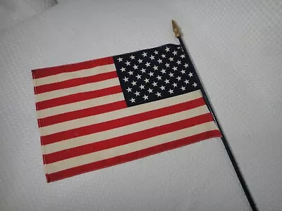 Vintage 50 Stars USA Flag Parade School W/ 32  Wood Pole 16 X11  • $16.99
