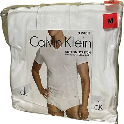 $33 • Buy Calvin Klein Men's 3 PACK Cotton Stretch V Neck Short Sleeve T-Shirt White Black