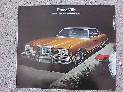 1974 Pontiac Grand Ville Sales Brochure Color Folder Facts Figures Features • $7.95