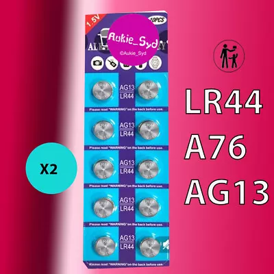 20 X LR44/ AG13 A76 1.5V Battery Button Cell LongExp Coin Button 🇦🇺 • $2.47
