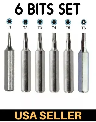 CR-V Torx Screwdriver Bit Set T1 T2 T3 T4 T5 TR6 (T6H Security Torx) • $7.95