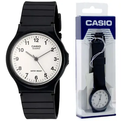 Casio Mq24 Mens Quartz Black Watch White Dial Analogue Display Resin - Mq-24 • £14.95