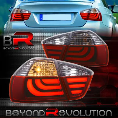 For 2005-2008 E90 3-Series Sedan LED Tail Light Brake Signal Lamp Set Chrome Red • $214.99