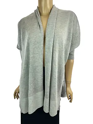 Marla Wynne Chico's Silver Gray Sweater Cardigan Kimono Sleeve Size M Poly/Nylon • $25.98