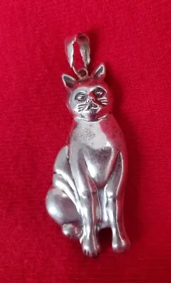 VTG Sterling Silver - Siamese Kitty Cat Necklace Pendant - 6.9g • $18