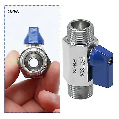 1/2 Inch  Mini Ball Valve NPT Thread Shut-off Valve Male Stainless Steel US • $11.44