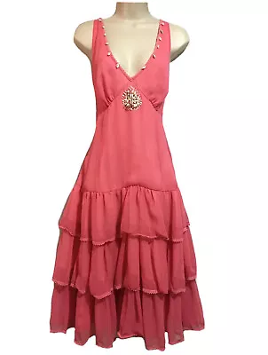 £21.10 • Buy APART Ladies UK 16 Pink Dress Tiered Vtg 90s Cocktail Beach Cruise Wedding Party