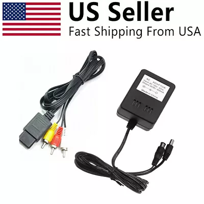 Audio AV RCA+AC Cable Power Supply Adapter Cord For Super Nintendo SNES Game Set • $9.99