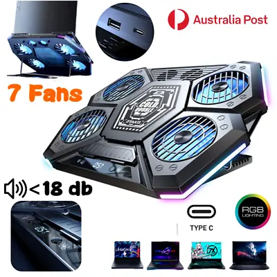 Laptop Cooler Universal Radiator 7 Cooling Fan Stand Adjustable Gaming IPad PC • $117.75