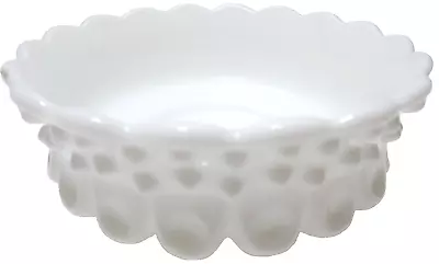 Vintage Fenton Glass Bowl Or Dish Hobnail White Milk Glass 1 3/4  T 4 3/4  D • $19.99