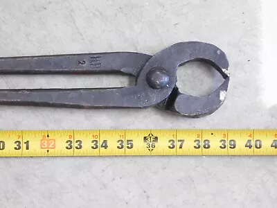 Vintage Blacksmith Metal Mill Working HB2 39  NIPPER PINCER ROUND ROD TONGS (SI) • $79.99