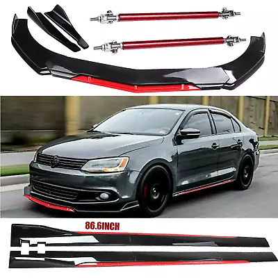 Front Bumper Lip Splitter Spoiler 86.6Side Skirt Body Kit For VW Jetta MK6 MK7 • $99.99