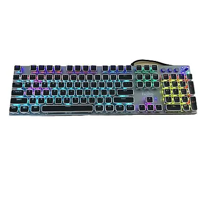 Fiodio PC Mechanical Gaming Keyboard LED Rainbow Backlit Black Tested F-GKB100 • $22.74