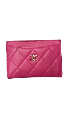 $425 • Buy RARE Barbie Pink Chanel Lambskin Case Card Holder With Gold Hardware Wallet