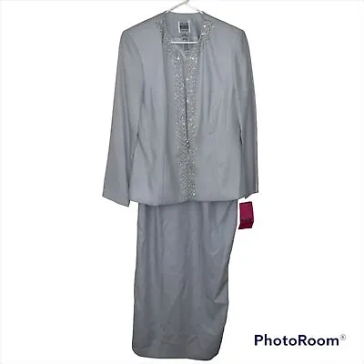 R&M Richards 10 12 Suit Dress Jacket Beaded Mother Of The Bride Wedding FLAW • $11