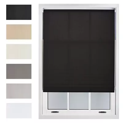 Furnished Roller Blinds Trimmable Plain Daylight Fabric Blind Window Door • £25.99