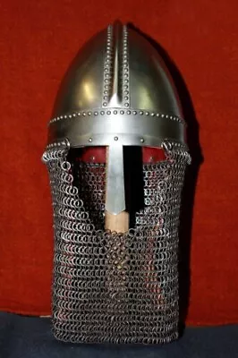 Medeival Historical War Helmet With Chainmail Curtain ( Without Stand) • $130