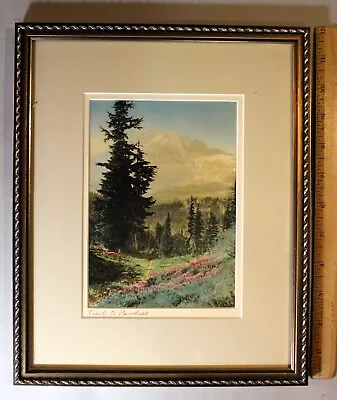 Fine Norman Edson Signed Handcolored Mt. Rainier Photo  Trail To Paradise  C1924 • $259