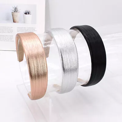 Wide Leather Hairbands Shiny Gold Silver PU Headbands Sponge Retro Hair Hoop Le • $2.93