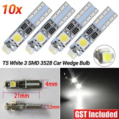1-10pcs Of T5 White 3 SMD SUPER BRIGHT 3528 LED Side Car Light Wedge Bulb DC 12V • $4.88