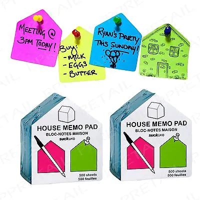 1000x HOUSE SHAPED MEMO BLOCK Note Pad Jotter Reminder Paper Cube Office/Work • £13.99