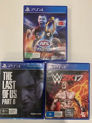 PS4 PlayStation 4 Game Bundle Lot The Last Of Us 2 WWE 2K17 AFL Evolution  • $28
