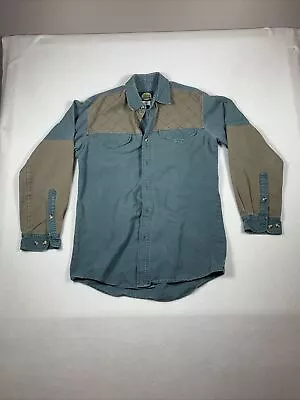 Vintage 90s Cabela’s Olive Green Khaki Distressed Button Up Work Shirt Mens Sz M • $24.99