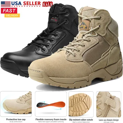 Men's Outdoor Zipper Work Boots Combat Military Tactical Hiking Motorcycle Boots • $63.94