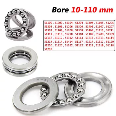 2x Plane Thrust Ball Bearings Grooved Bearings Bore 10mm ~110mm / 51100 To 51322 • £147.78