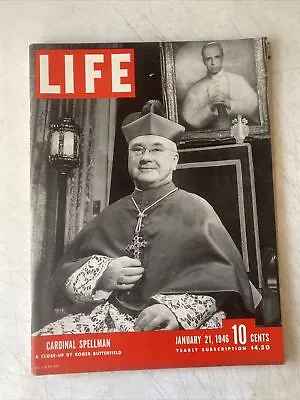 Life Magazines January 21 1946 Clergy Cardinal Spellman Butterfield CIO Showdown • $4.40