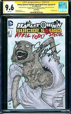 Harley Quinn Suicide Squad #1 BLANK CGC SS 9.6 Signed Weasel King Shark SKETCH • $551.91