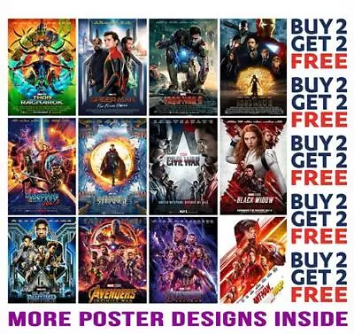 Marvel Movies In Order Avengers Poster Print A4 A3 Size Buy 2 Get Any 2 Free • £6.97