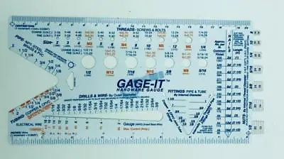 NEW GAGE-IT Hardware Gauge Measuring Tool For Pipe Threads Wire Drills & More • $4.99