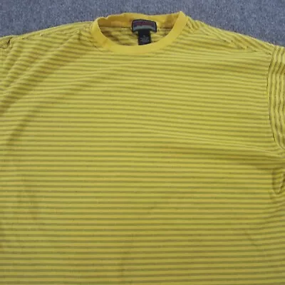 Galyans Shirt Mens Extra Large Yellow Striped Cotton Short Sleeve Madagascar • $14.99