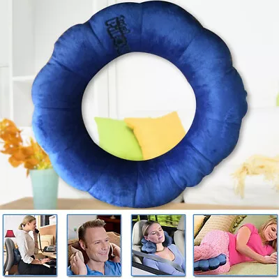 Total Pillow Microbead Blue Adjustable Pillow Neck & Lumbar Support Comfortable • £9.59