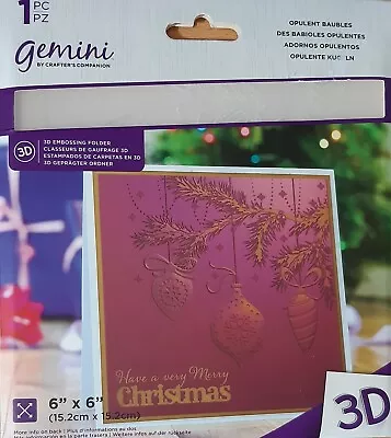 Gemini 3D Embossing Folder OPULENT BAUBLES By Crafter's Companion 6 X6  NEW • £3.99