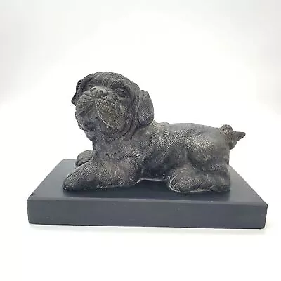 Vintage English Bulldog Bronze Statue Puppy Dog Black Marble Base Figurine Pet • $114.75