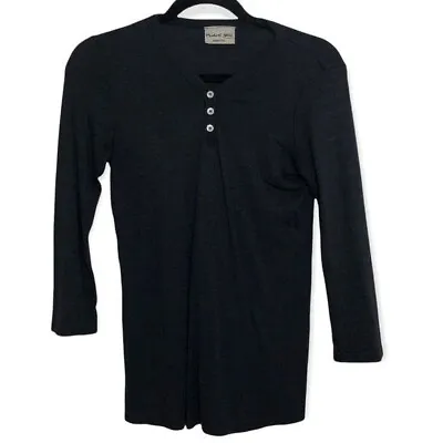 Michael Stars Maternity Shirt Womens Black Long Sleeve V Neck Cotton Blend Sz XS • $9.99