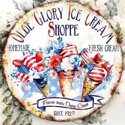 Vintage Style Olde Glory Ice Cream Shoppe Medal Sign • $9.99
