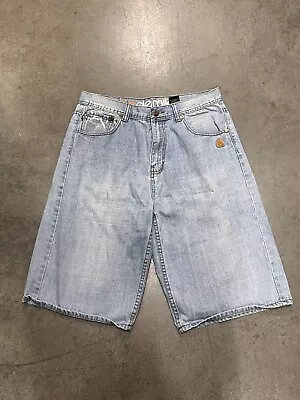 Vintage Akademiks Jean Shorts Mens 34 Denim Light Wash Baggy Jorts EUC • $28.99