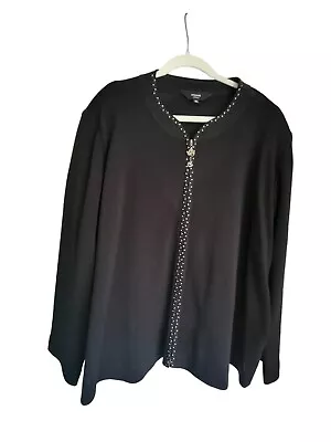 Misook Black Knit Jacket With Silver Embellished Trim Plus 3X Party  • $65