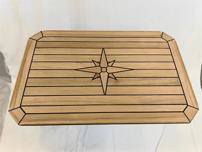 Boat Rectangular Teak Table Top Star Inlay Square Corner 4 Sizes Marine Yacht RV • $331