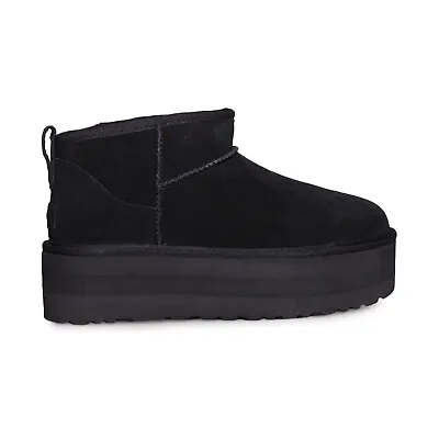 Ugg Classic Ultra Mini Platform Black Fur Suede Women's Boots Size Us 7/uk 5 New • $100