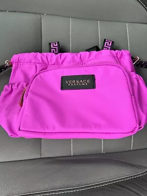 Versace Parfums Purse Drawstring Handbag Pink Black Small Bag 9x6 Inches • $30.50
