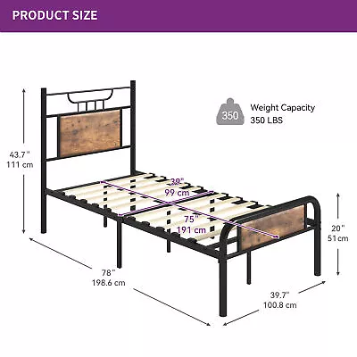 Twin/Full/Queen Size Bed Frame With Wooden Headboard Heavy Duty Metal Platform • $80.99