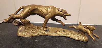 £25 • Buy Vintage Brass Sculpture Of Greyhound & Hare