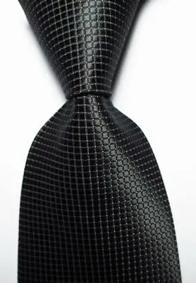 New Classic Checks Black White JACQUARD WOVEN 100% Silk Men's Tie Necktie • $7.99