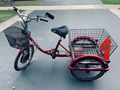 Ewheels EW-29 3-Wheel Electric Trike Red With Custom Seat And Side View Mirrors • $1400