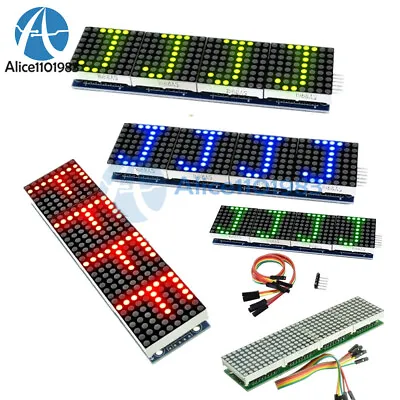 MAX7219 4 In 1 LED Display Microcontroller+5P Line Dot Matrix Module For Arduino • $6.41
