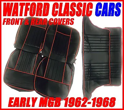 MGB GT Front And Rear Seat Covers 1962 -1968 Black With Red Piping • $149.95